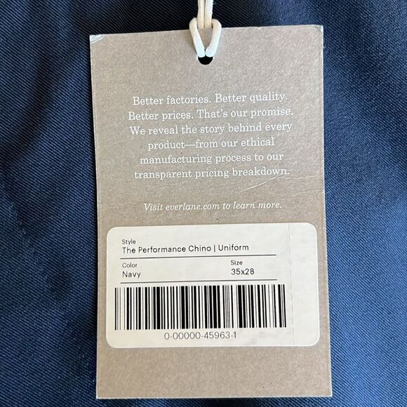 NWT Everlane The Performance Chino | Uniform Slim Fit in Deep Navy Size 35 X 28 - Picture 3 of 12